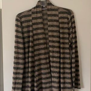 Plus Size Striped Black and Tan Cardigan Size 2X
